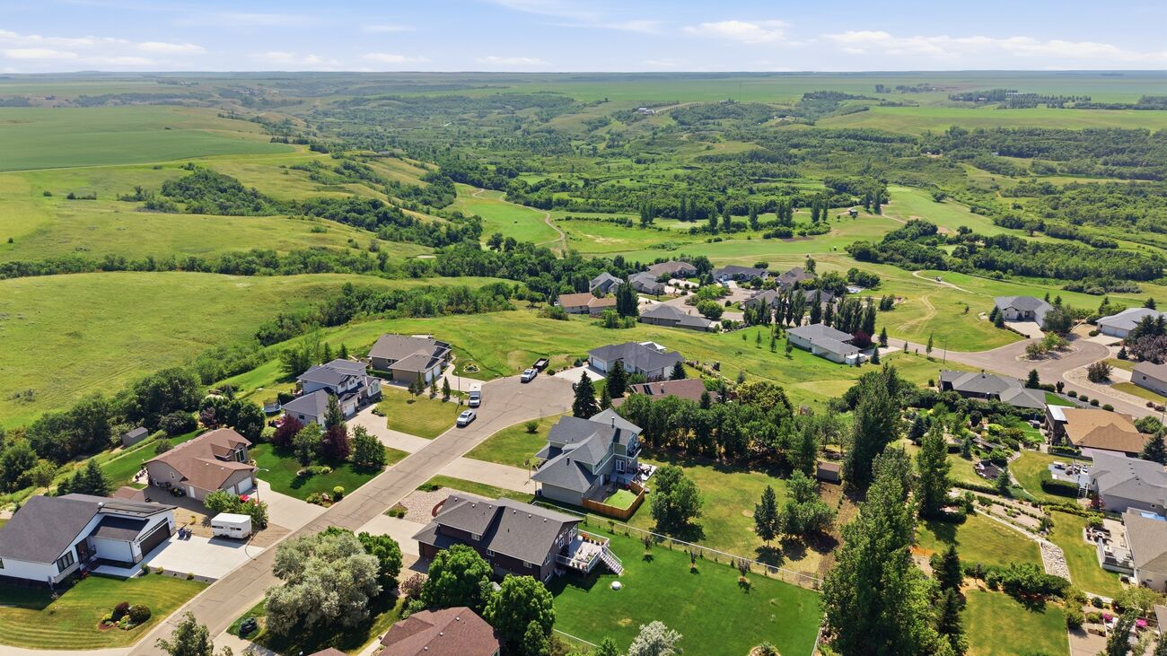 Aerial photograph of a property overlooking a valley