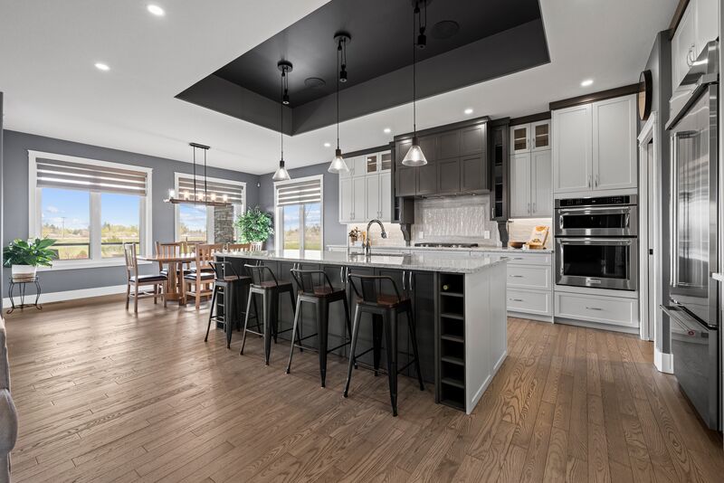 Kitchen island with waterfall edge